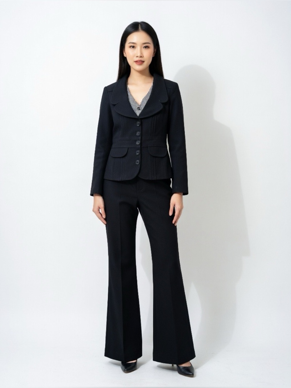 NANETTE LEPORE Black Tailored Flare Pants suit